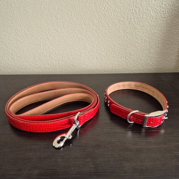 Lady Churchwell's Leather Dog Collar and Leash - Picture 4 of 4